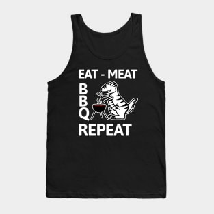 EAT-MEAT-BBQ-REPEAT | Grill master T-Rex Tank Top